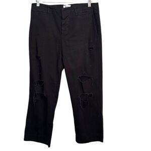 FRAME Black distressed LE TOMBOY TROUSER pants size 28 100% Cotton